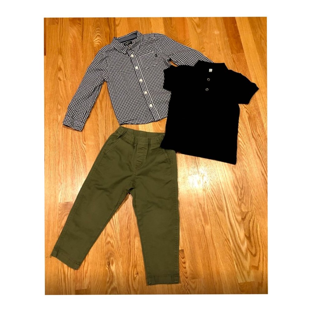 Boys OshKosh Bottom Down Shirt + Uniqlo Outfit